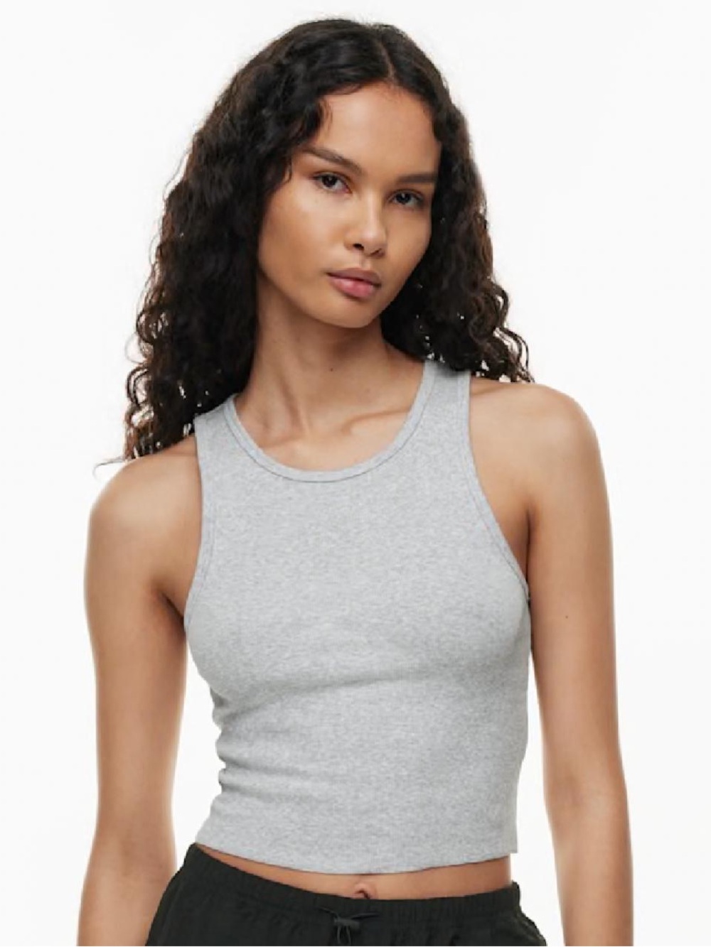 TNA Gray Cutoff Crop Tee & Tank
